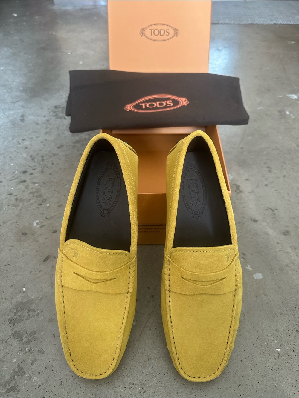 TOD'S Yellow Suede Penny Loafers for Men